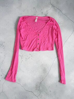 ALO Pink Long Sleeve Crop Top Size Medium